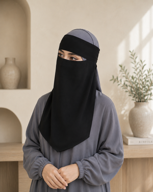 Black Single Niqab – Super Breathable Premium Chiffon Veil (Medium & Large)