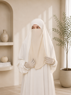 Cream Half Niqab – Super Breathable Premium Chiffon Veil