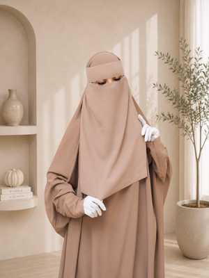 Cream Beige Single Niqab – Super Breathable Premium Chiffon Veil