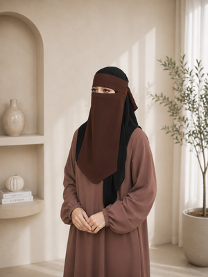 Brown Single Niqab – Super Breathable Premium Chiffon Veil (Medium & Large)