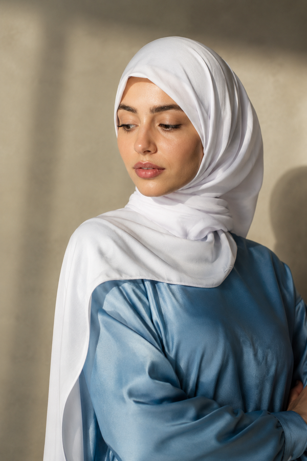 Luxury Georgette Chiffon Hijab — Pure White
