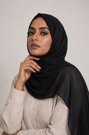 Luxury Georgette Hijab — Black