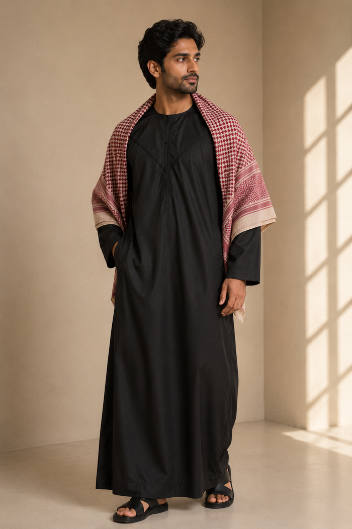Premium Emirati Thobe - Black