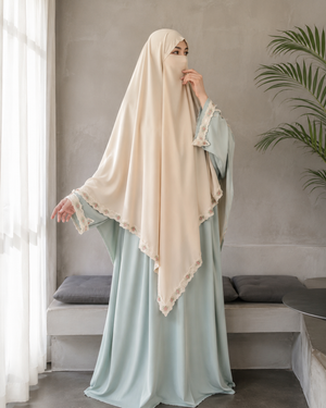 Embroidered Lace-Trimmed Prayer Khimar