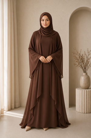 3-Piece Abaya Set — Abaya, Inner Dress & Hijab