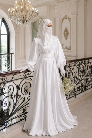 Nafisa Bridal Silk Abaya Gown – Four-Piece Set