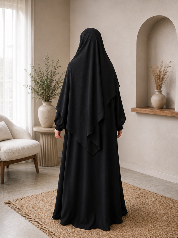 Editorial Crepe Abaya & Khimar Set