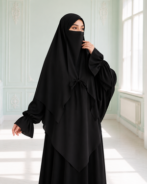 Double-Layer Tie-Front Khimar