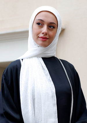 Monogram White Jacquard Instant Hijab Set