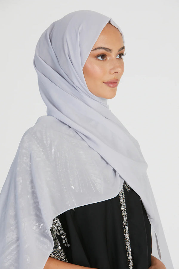 Luxury Georgette Hijab - Light Grey