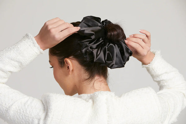 Satin Volumizer Scrunchie - Black