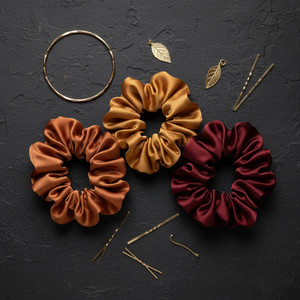 Autumn Satin Scrunchies — Set of 3