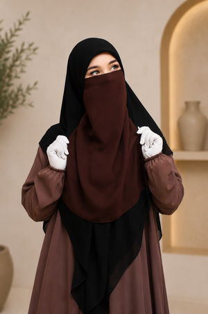 Brown Half Niqab – Super Breathable Premium Chiffon Veil