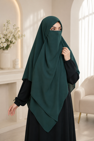 Emerald Square Scarf with Half Niqab Set – Super Breathable Premium Chiffon