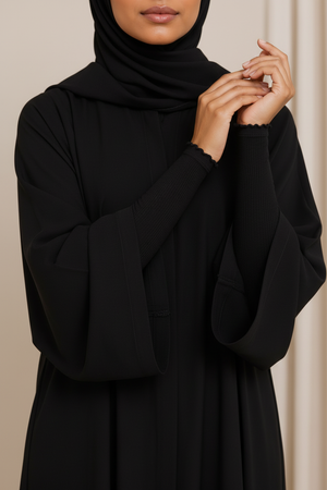 Black sleeves under black abaya