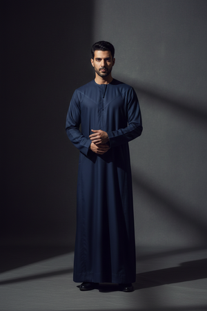 Emirati Premium Thobe — Navy Blue