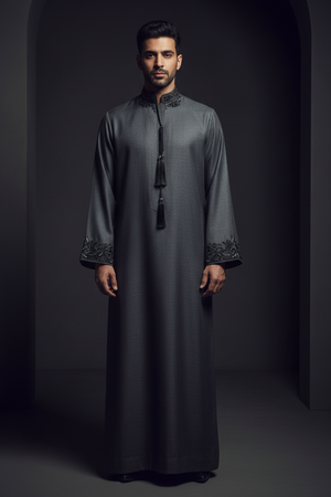Emirati Tassel Thobe — Dark Grey