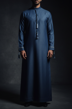 Emirati Tassel Thobe — Denim Colour