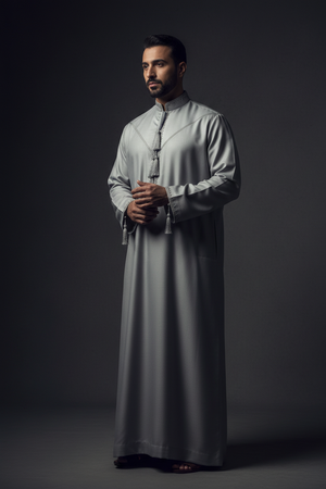 Emirati Tassel Thobe — Light Grey