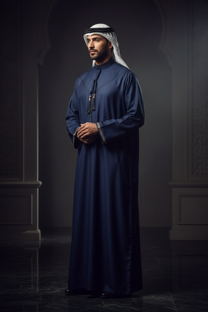 Emirati Tassel Thobe — Navy Blue
